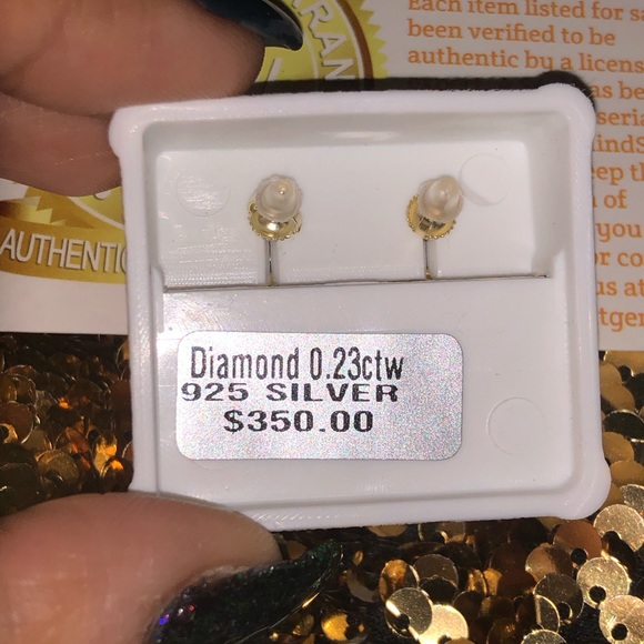 Authentic Turkish made Natural REAL Diamond custom made earrings 1/4ct Christmas - Picture 4 of 5